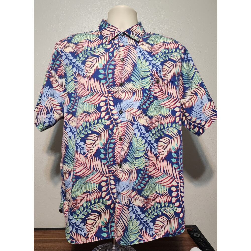 Tommy Bahama Tortola Short Sleeve Shirt Floral Pattern Size L Button-up